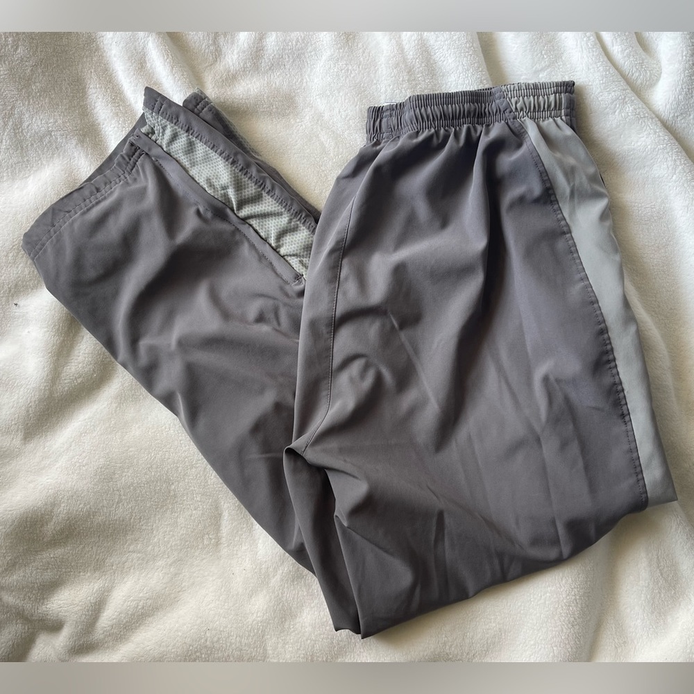 Reebok Grey Mesh Panel Athletic Drawstring Track Pants